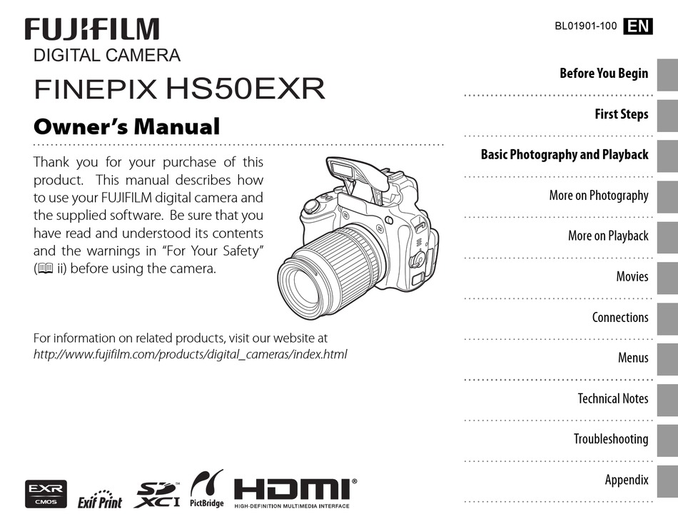 Fujifilm HS50EXR stampato Manuale di Istruzioni Guida utente di 140 pagine 