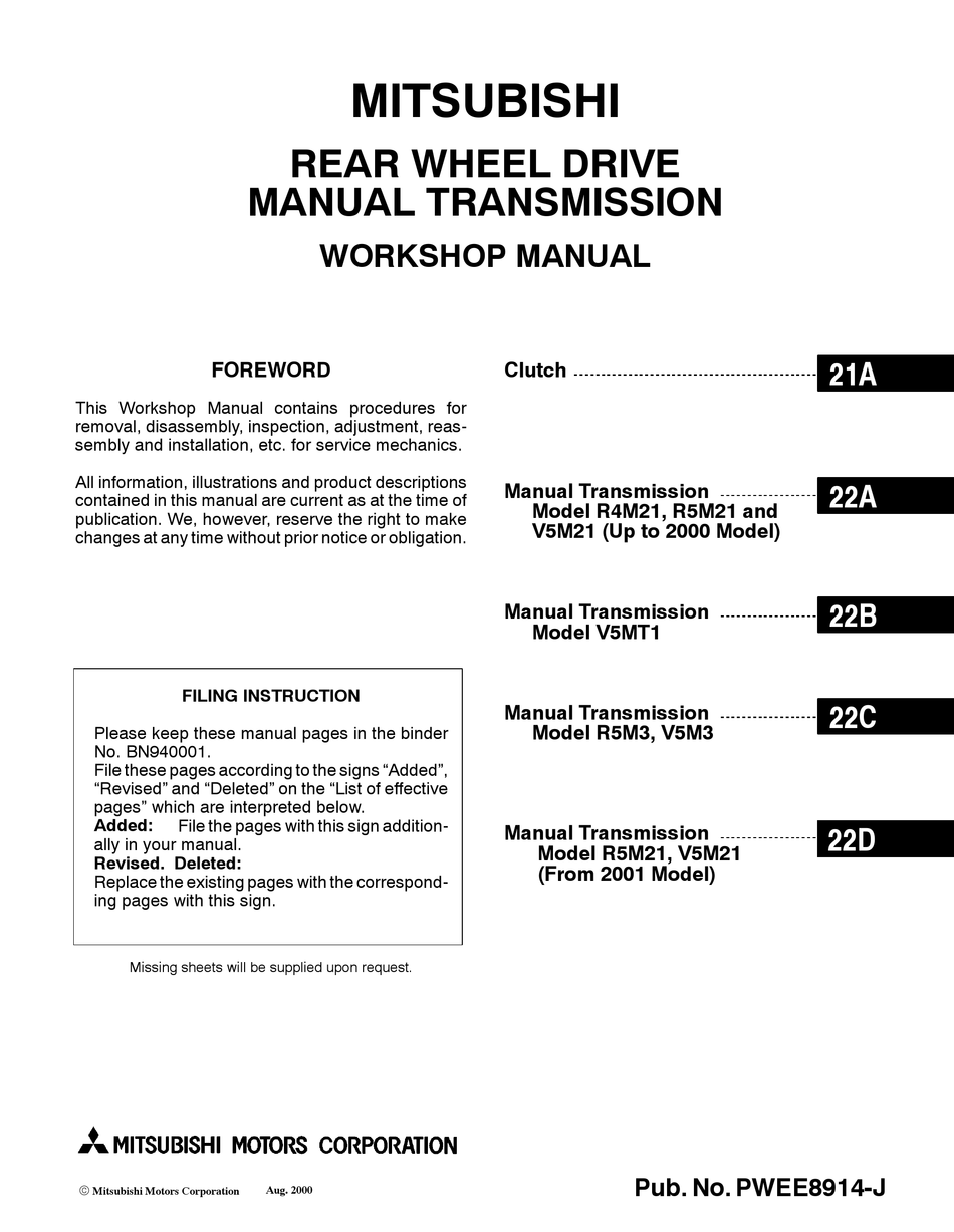 MITSUBISHI R4M21 WORKSHOP MANUAL Pdf Download | ManualsLib