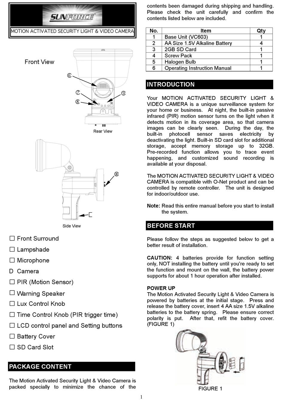 Sunforce solar motion store security light manual