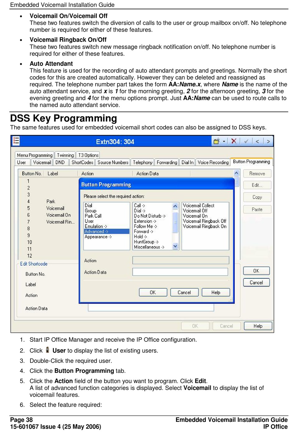 Dss Key Programming - Avaya IP Office Installation Manual [Page 38] |  ManualsLib