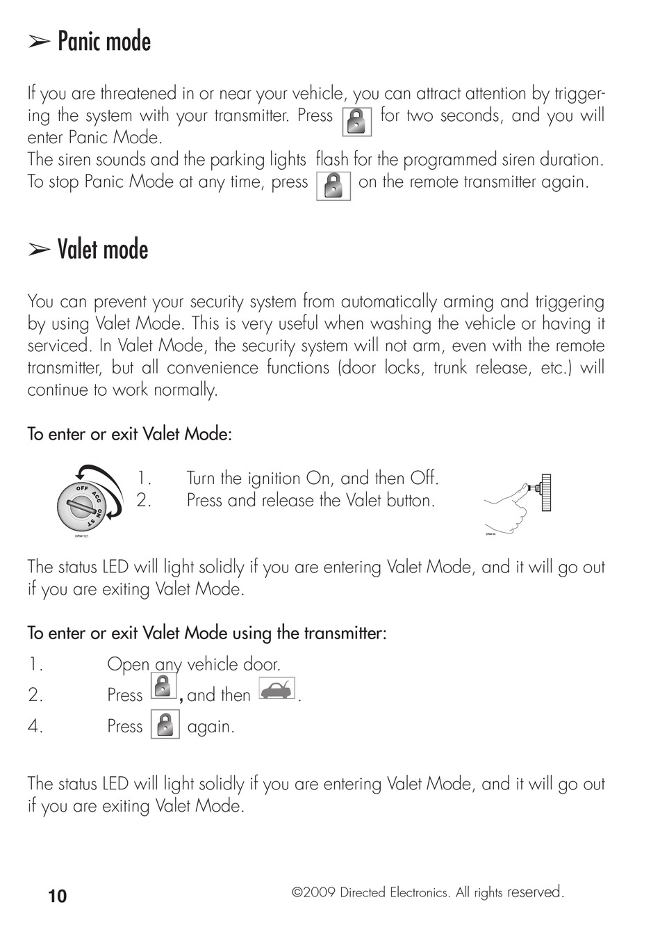 Panic Mode Valet Mode Avital 5103 Owner s Manual Page 16 ManualsLib