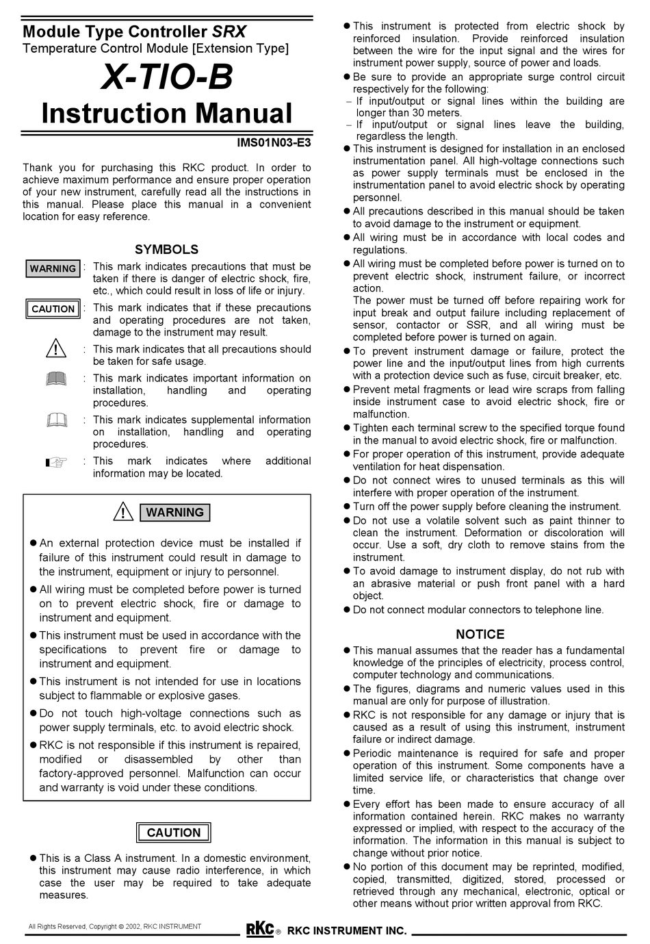 RKC INSTRUMENT X-TIO-B INSTRUCTION MANUAL Pdf Download | ManualsLib