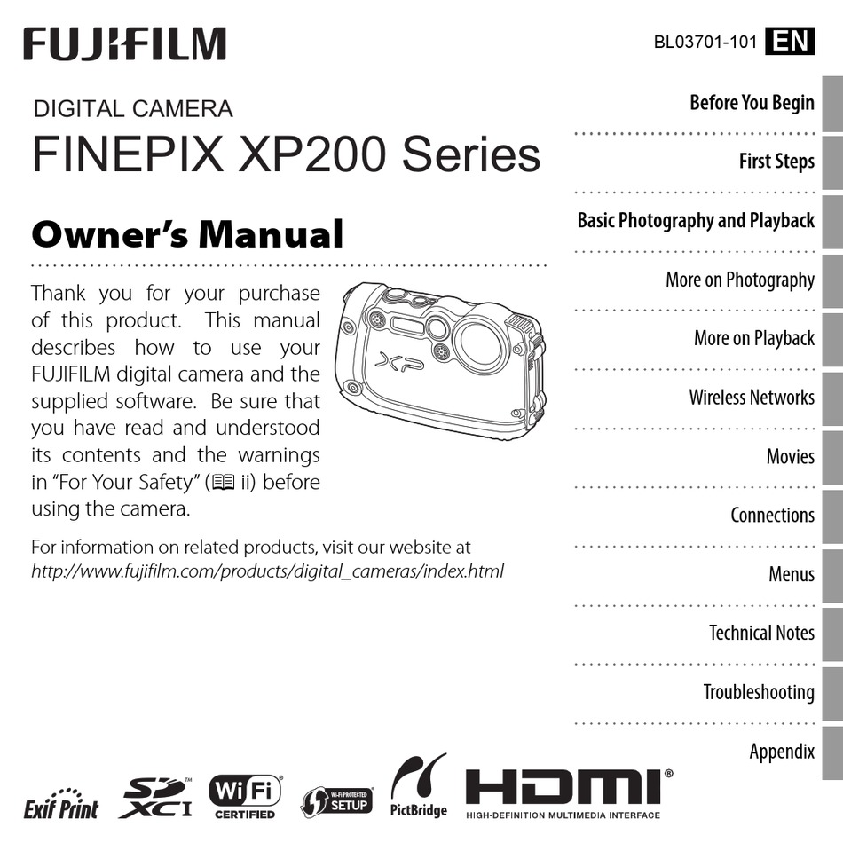 FUJIFILM FINEPIX XP200 SERIES OWNER'S MANUAL Pdf Download | ManualsLib