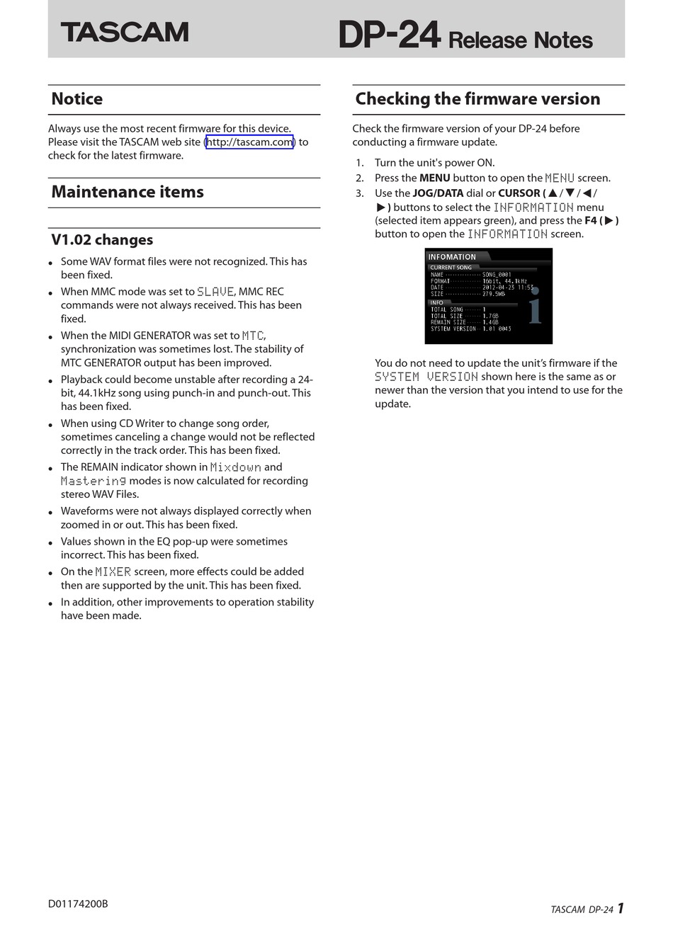 TASCAM DP-24 NOTICE Pdf Download | ManualsLib