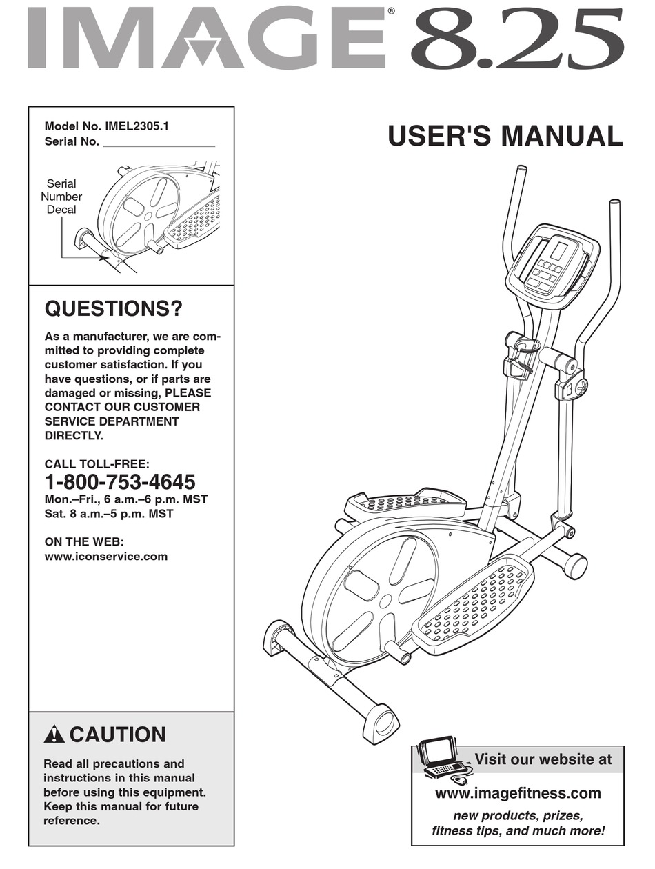 IMAGE 8 25 ELLIPTICAL USER MANUAL Pdf Download ManualsLib