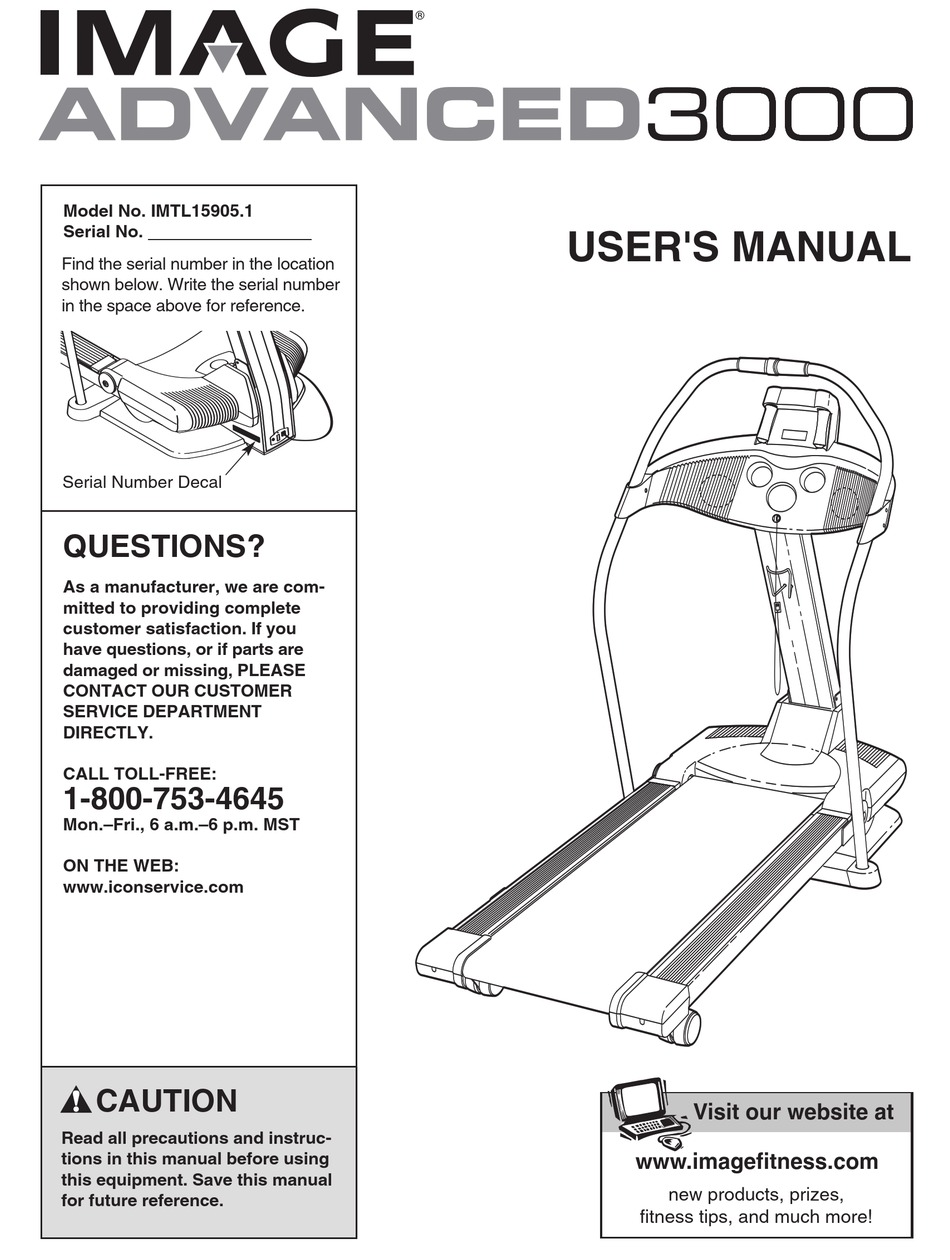 IMAGE ADVANCED 3000 TREADMILL USER MANUAL Pdf Download | ManualsLib