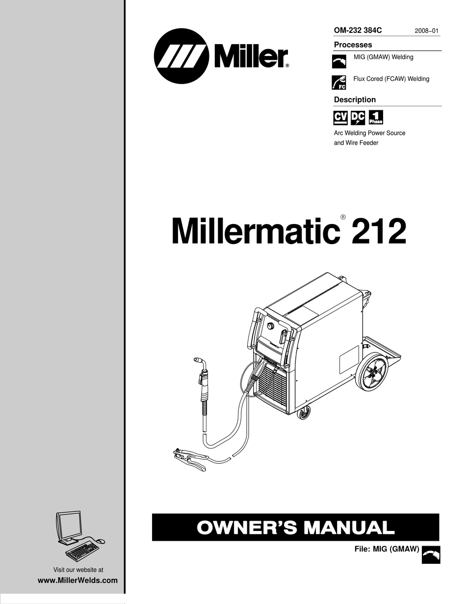 MILLER ELECTRIC MILLERMATIC 212 OWNER'S MANUAL Pdf Download | ManualsLib