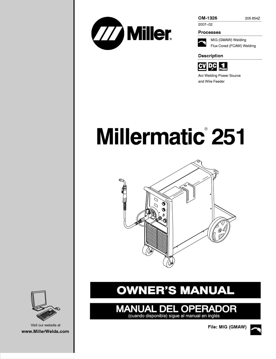 MILLER MILLERMATIC 251 OWNER S MANUAL Pdf Download ManualsLib