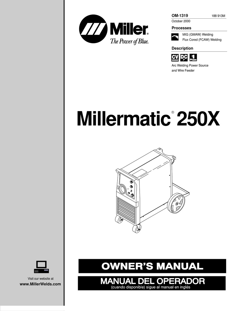 MILLER ELECTRIC MILLERMATIC 250X OWNER