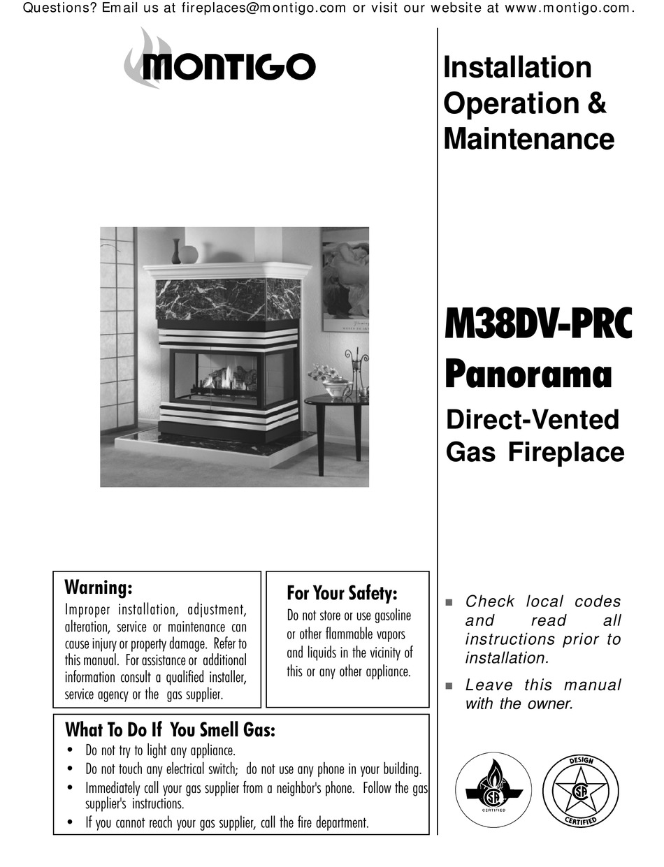 MONTIGO M38DVPRC INSTALLATION & OPERATION INSTRUCTION Pdf Download
