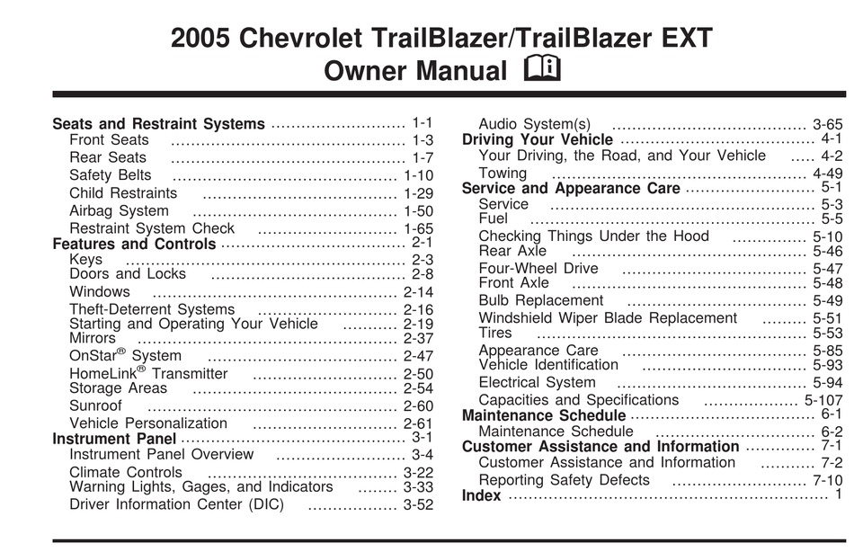 CHEVROLET TRAILBLAZER OWNER'S MANUAL Pdf Download | ManualsLib