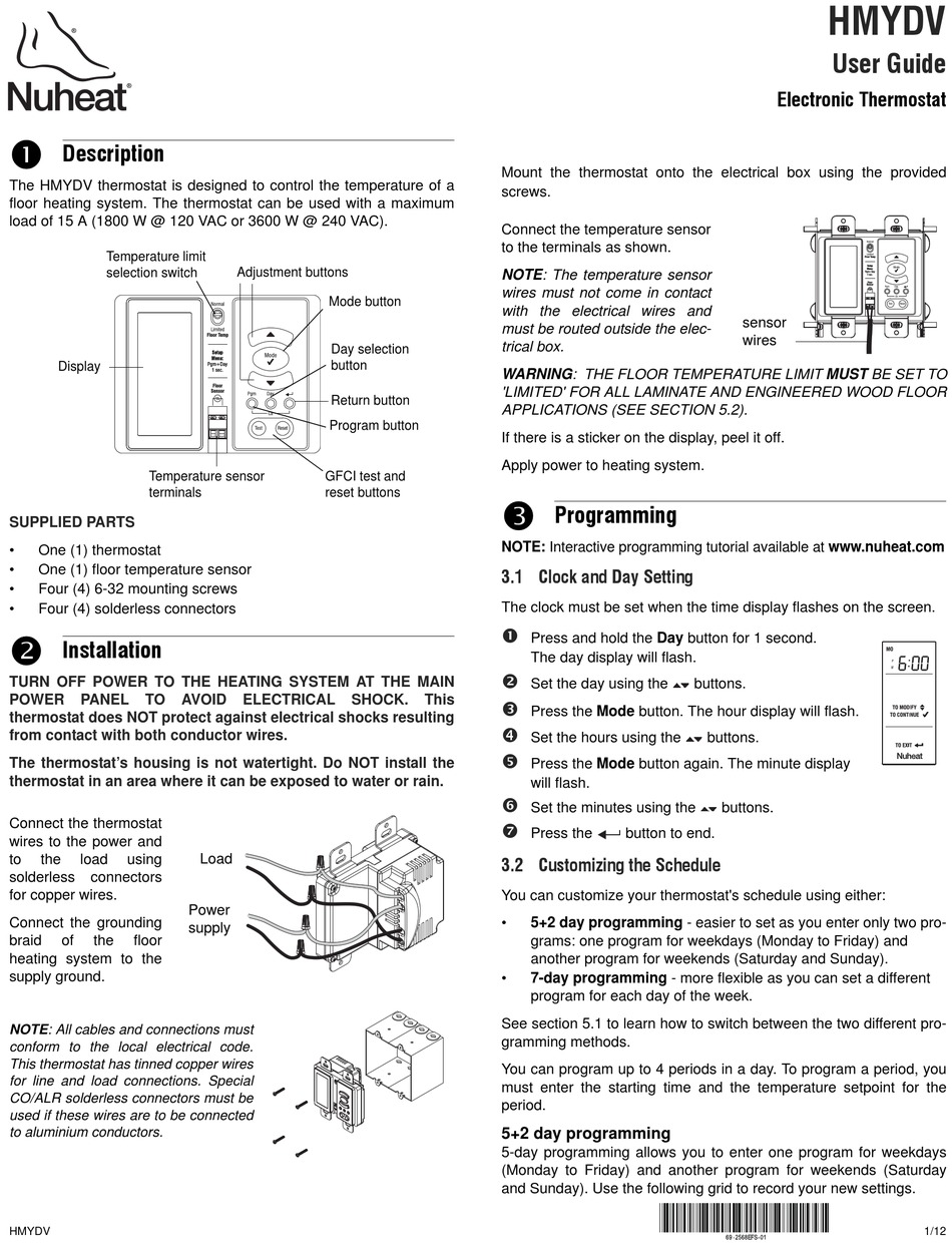 NUHEAT HMYDV USER MANUAL Pdf Download ManualsLib