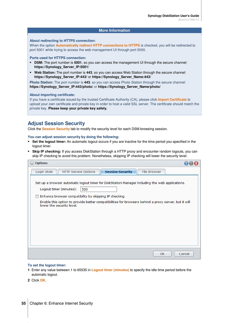 Adjust Session Security Synology Diskstation User Manual Page 55 Manualslib