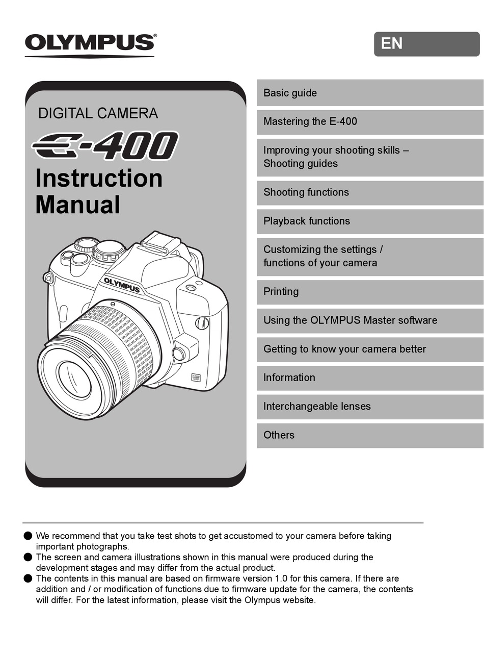 OLYMPUS E-400 INSTRUCTION MANUAL Pdf Download | ManualsLib