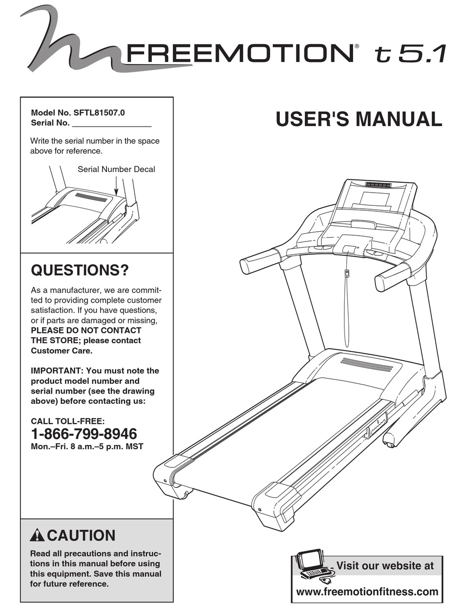 Freemotion xtr treadmill discount manual