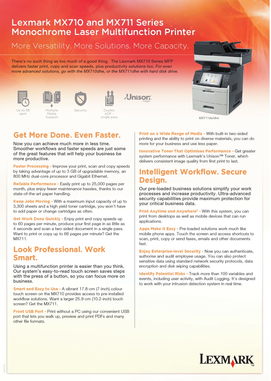 LEXMARK MX710 SERIES BROCHURE & SPECS Pdf Download ManualsLib