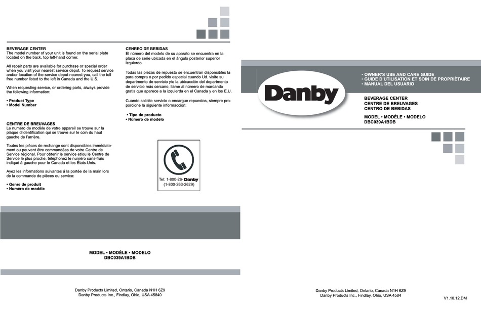 DANBY DBC039A1BDB OWNER'S USE AND CARE MANUAL Pdf Download ManualsLib