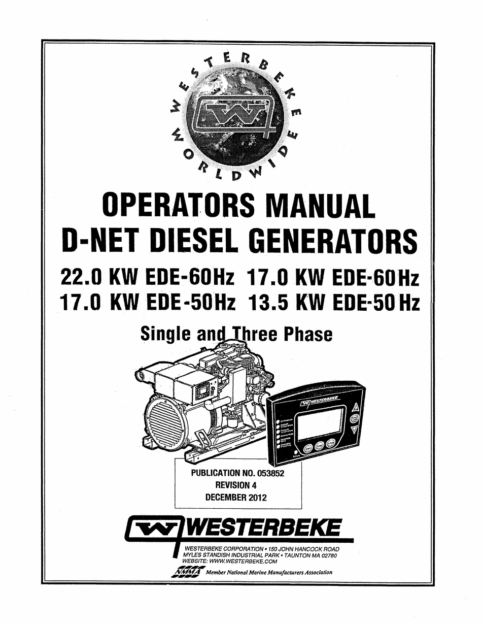 WESTERBEKE 22.0 KW EDE-60HZ OPERATOR'S MANUAL Pdf Download | ManualsLib