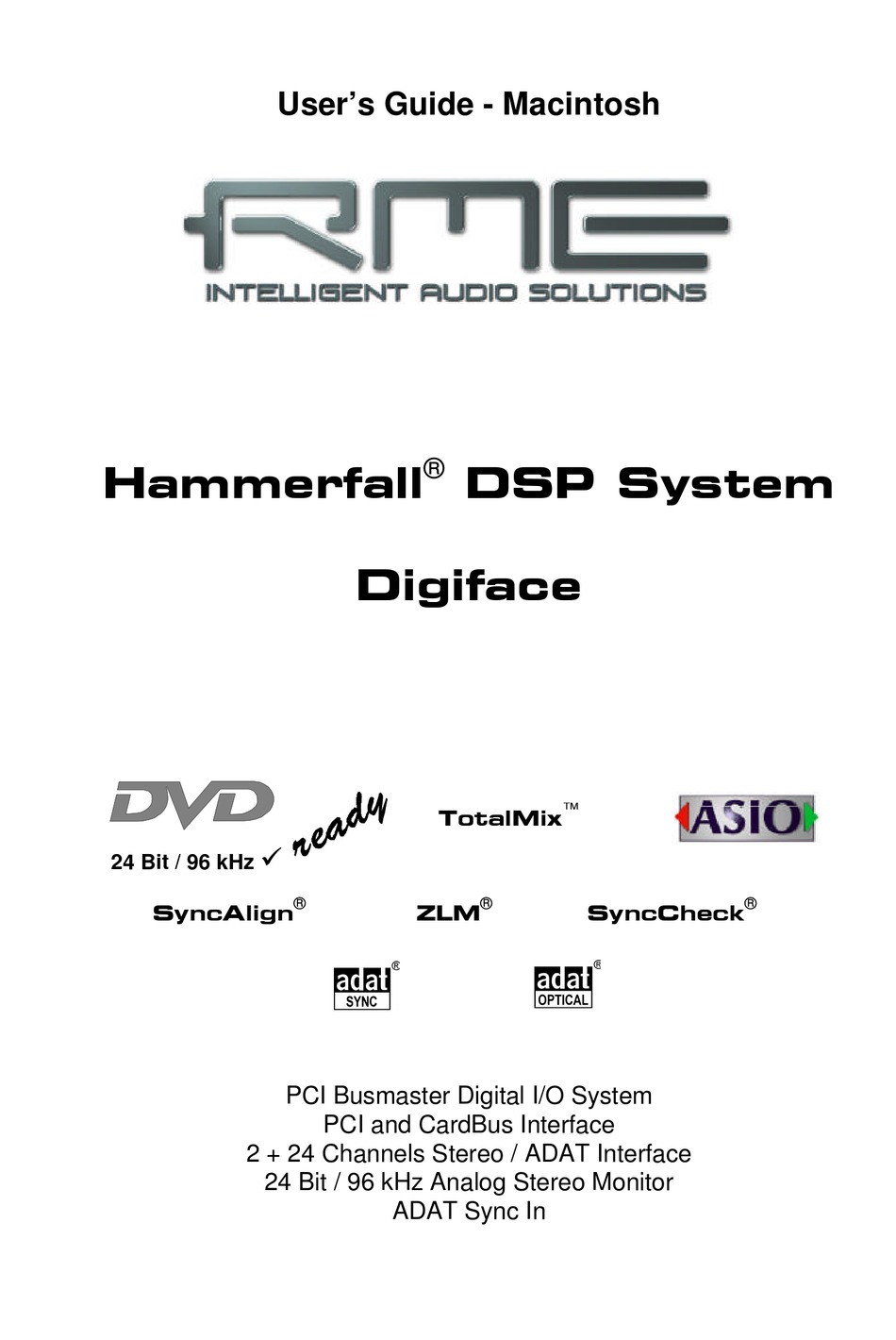 RME AUDIO DIGIFACE USER MANUAL Pdf Download | ManualsLib