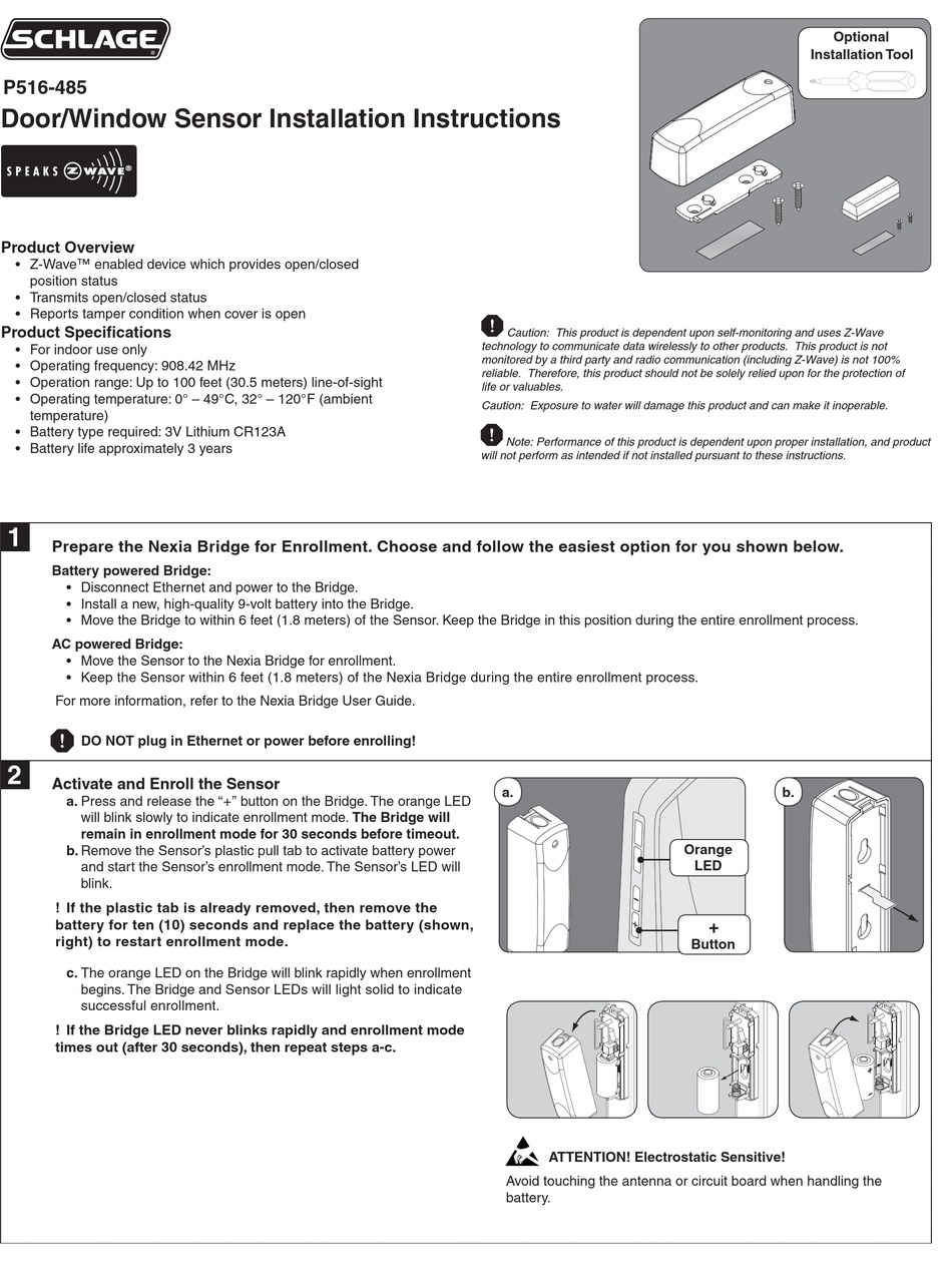 SCHLAGE P516-485 INSTALLATION INSTRUCTIONS MANUAL Pdf Download | ManualsLib