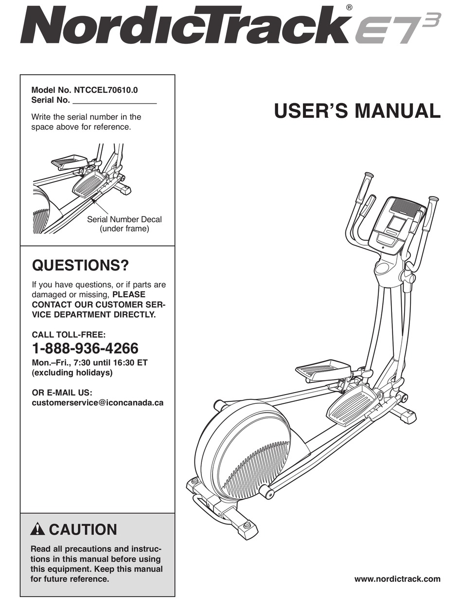 NORDICTRACK E73 USER MANUAL Pdf Download ManualsLib