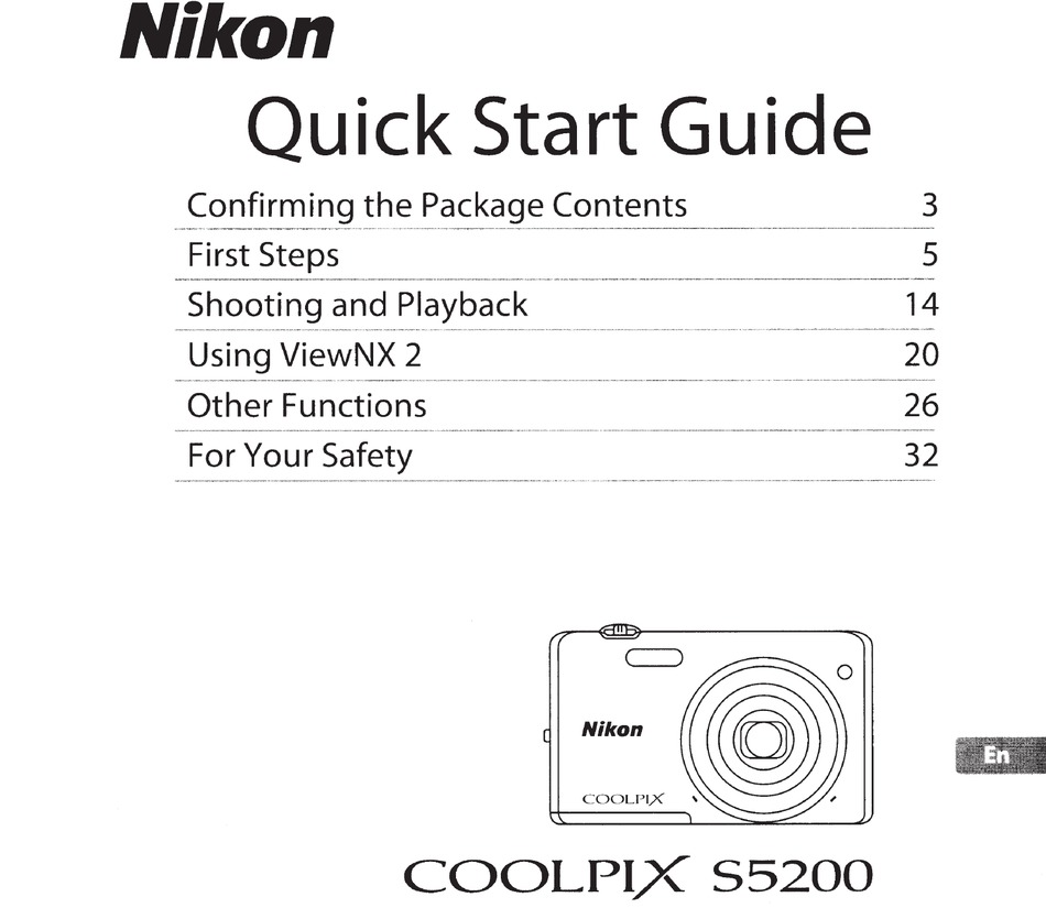 NIKON COOLPIX 55200 QUICK START MANUAL Pdf Download | ManualsLib