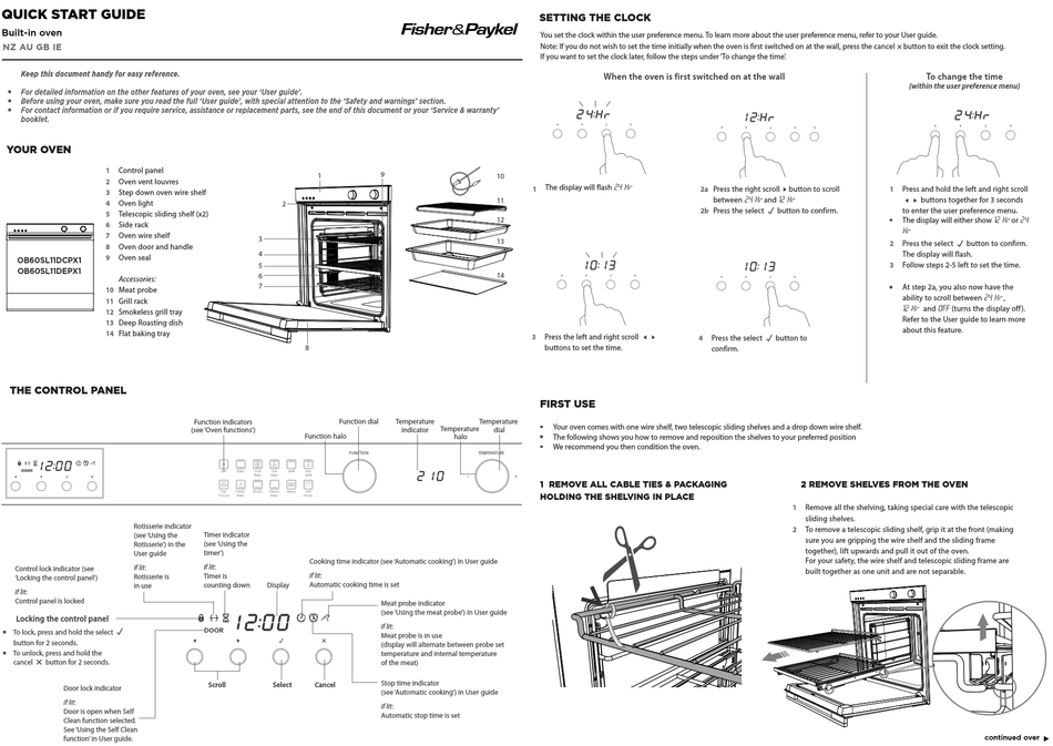 FISHER & PAYKEL OB60SL11DCPX1 QUICK START MANUAL Pdf Download ManualsLib