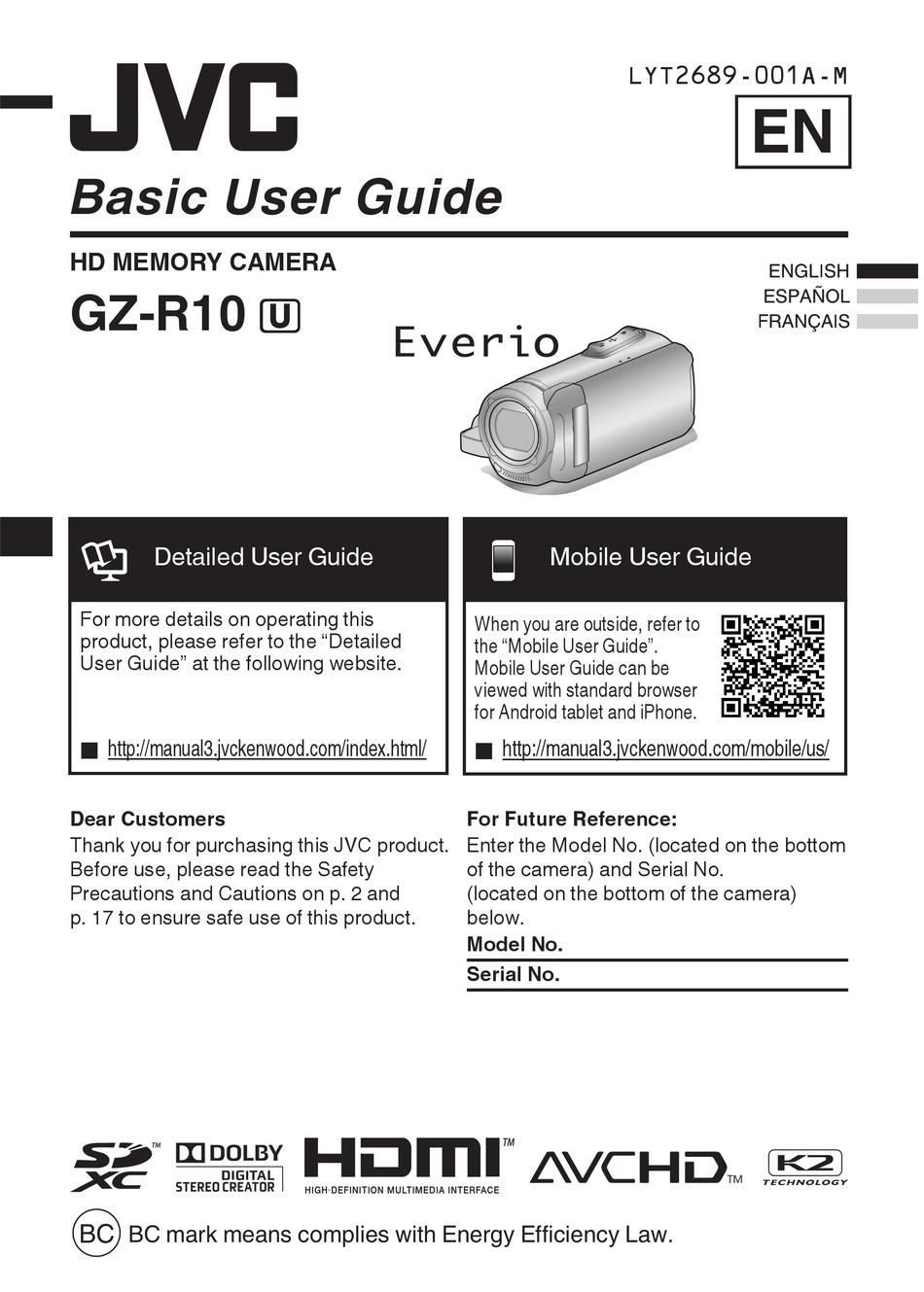 JVC GZ-R10 BASIC MANUAL Pdf ManualsLib