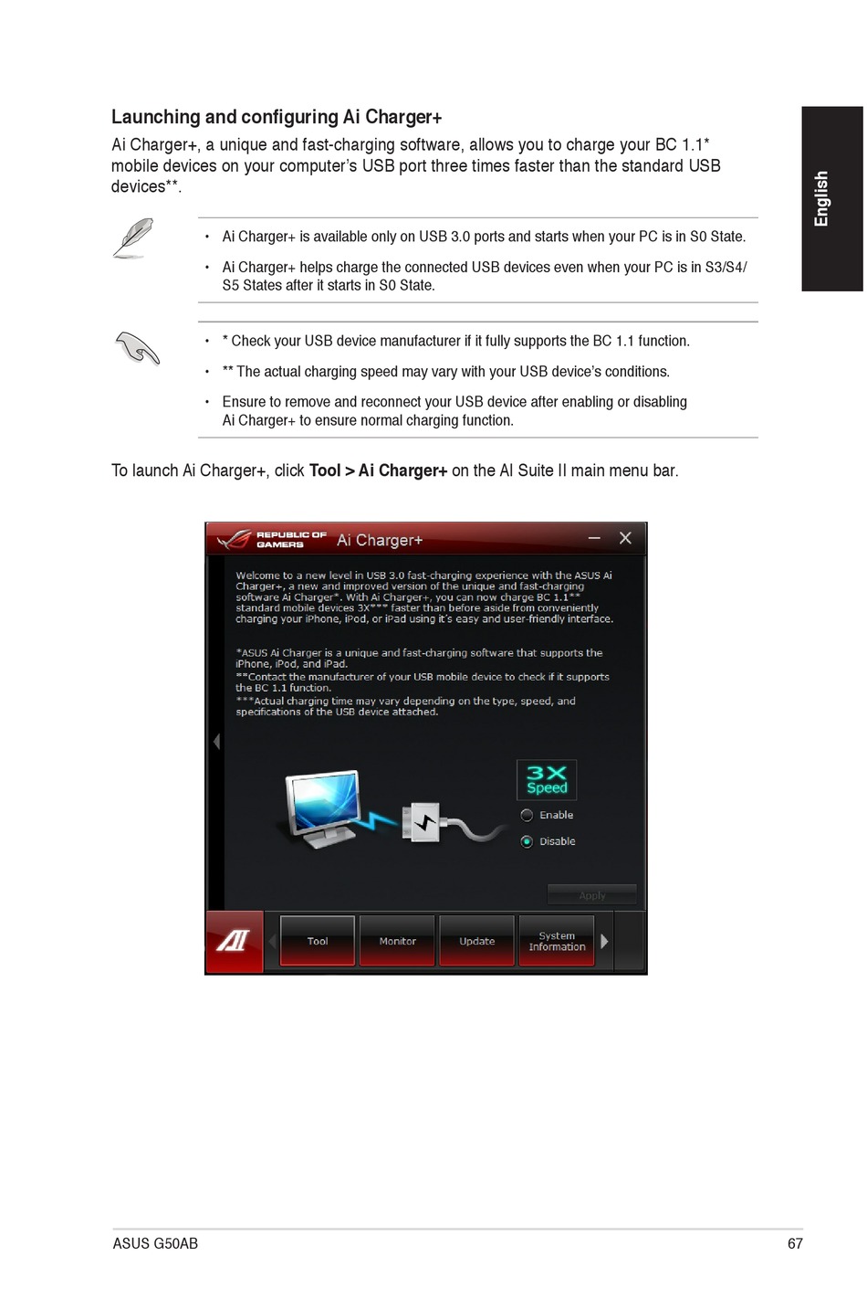 Launching And Configuring Ai Charger - Asus G50AB User Manual [Page 67] |  ManualsLib