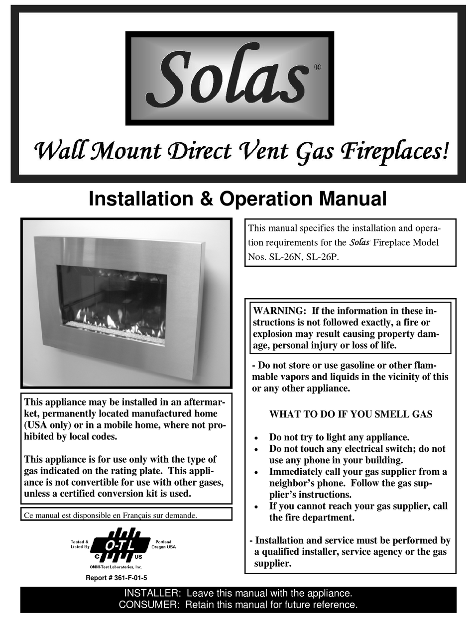 SOLAS TWENTY6 Wall-Mount Direct Vent Gas Fireplace - Fireplace Surplus