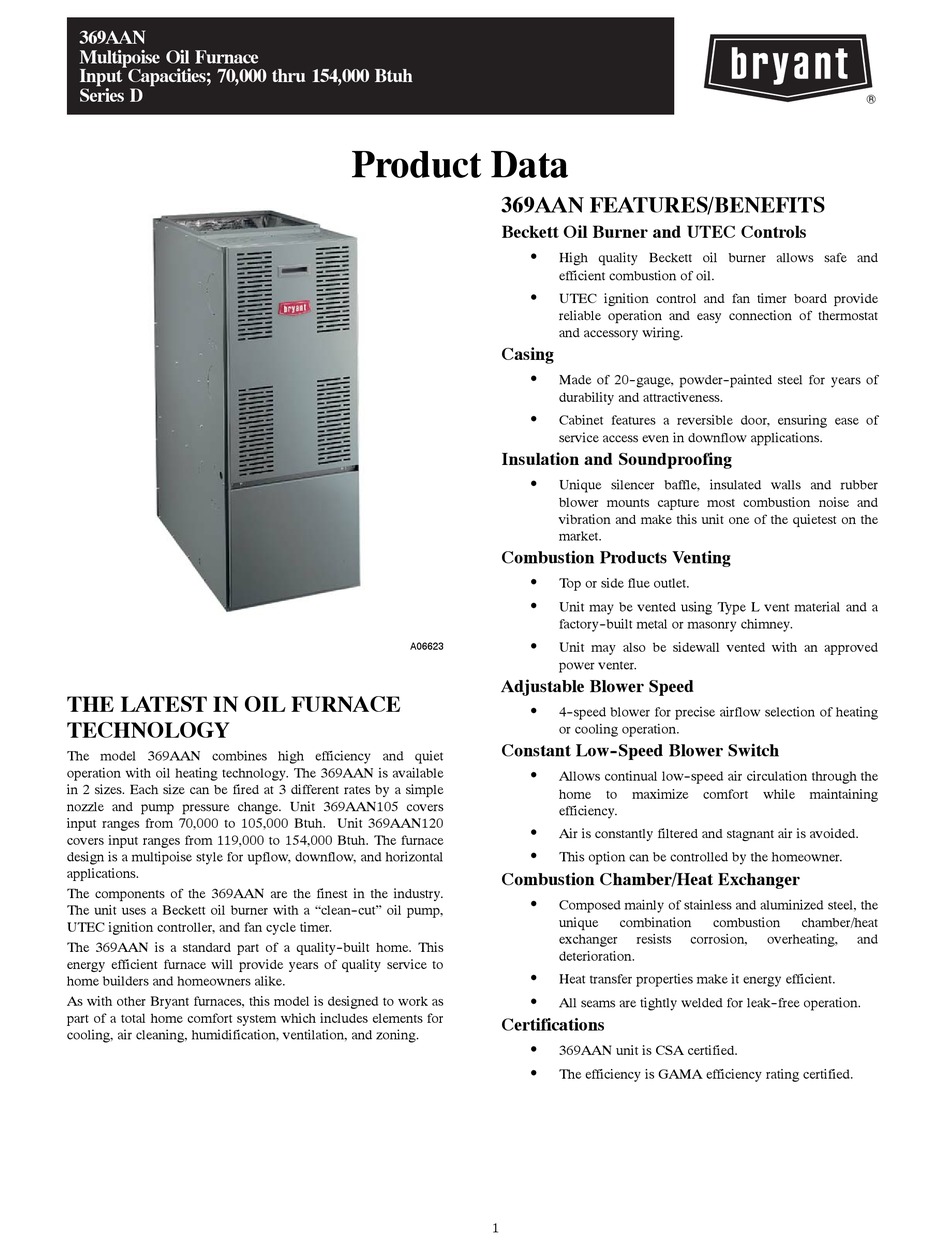 BRYANT 369AAN PRODUCT DATA Pdf Download | ManualsLib