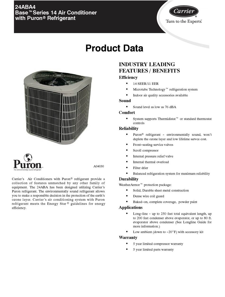 Carrier 40mahbq06xa3 Product Data