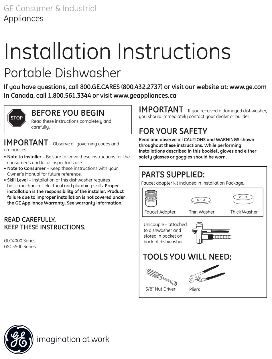 GE GLC4000 SERIES INSTALLATION INSTRUCTIONS MANUAL Pdf Download ...