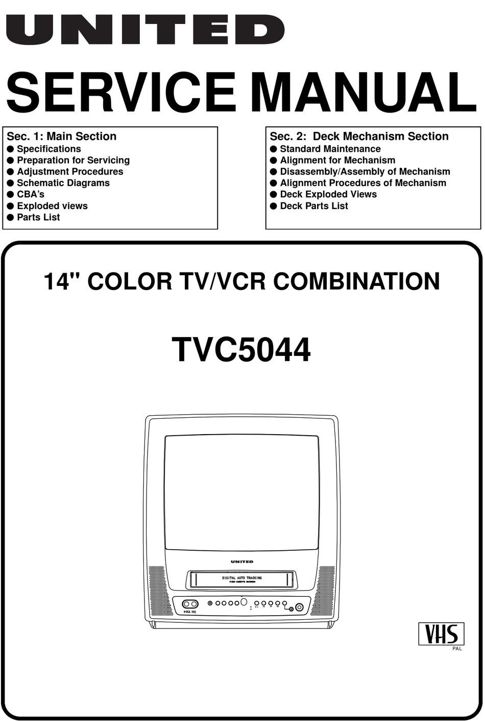 UNITED TVC5044 SERVICE MANUAL Pdf Download | ManualsLib