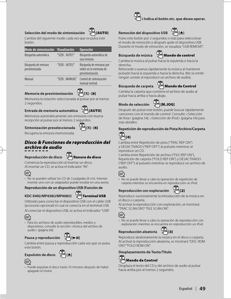 Archivo De Audio - Kenwood KDC-MP338 Instruction Manual [Page 49] |  ManualsLib