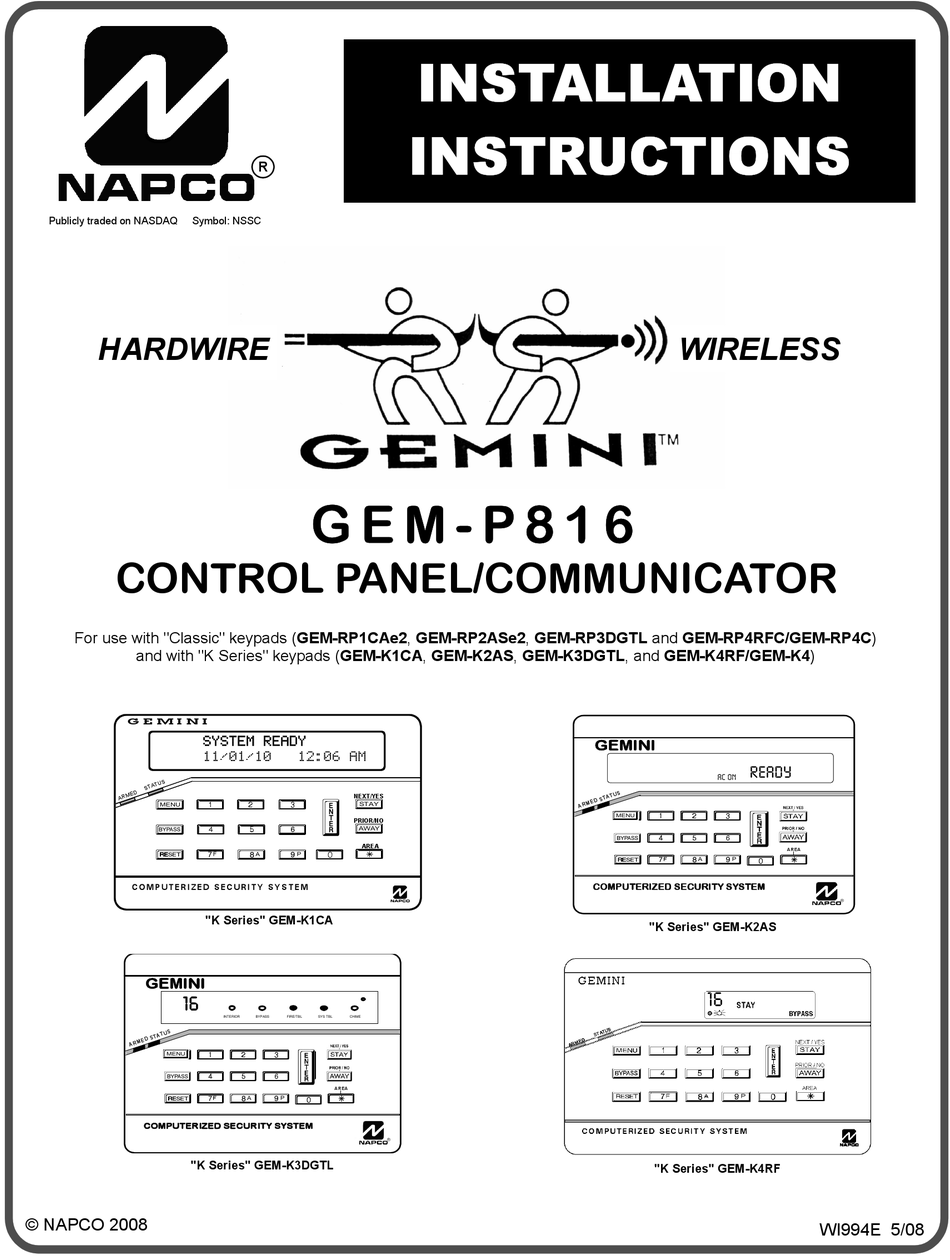 GEMINI GEM-P816 INSTALLATION INSTRUCTIONS MANUAL Pdf Download | ManualsLib