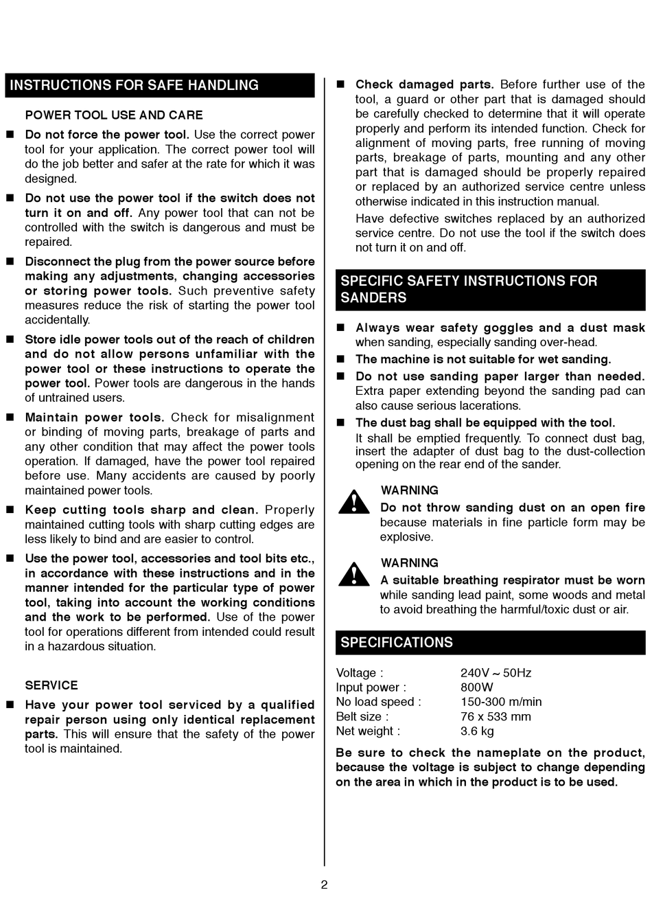 Ryobi EBS8076F Owner's Operating Manual 