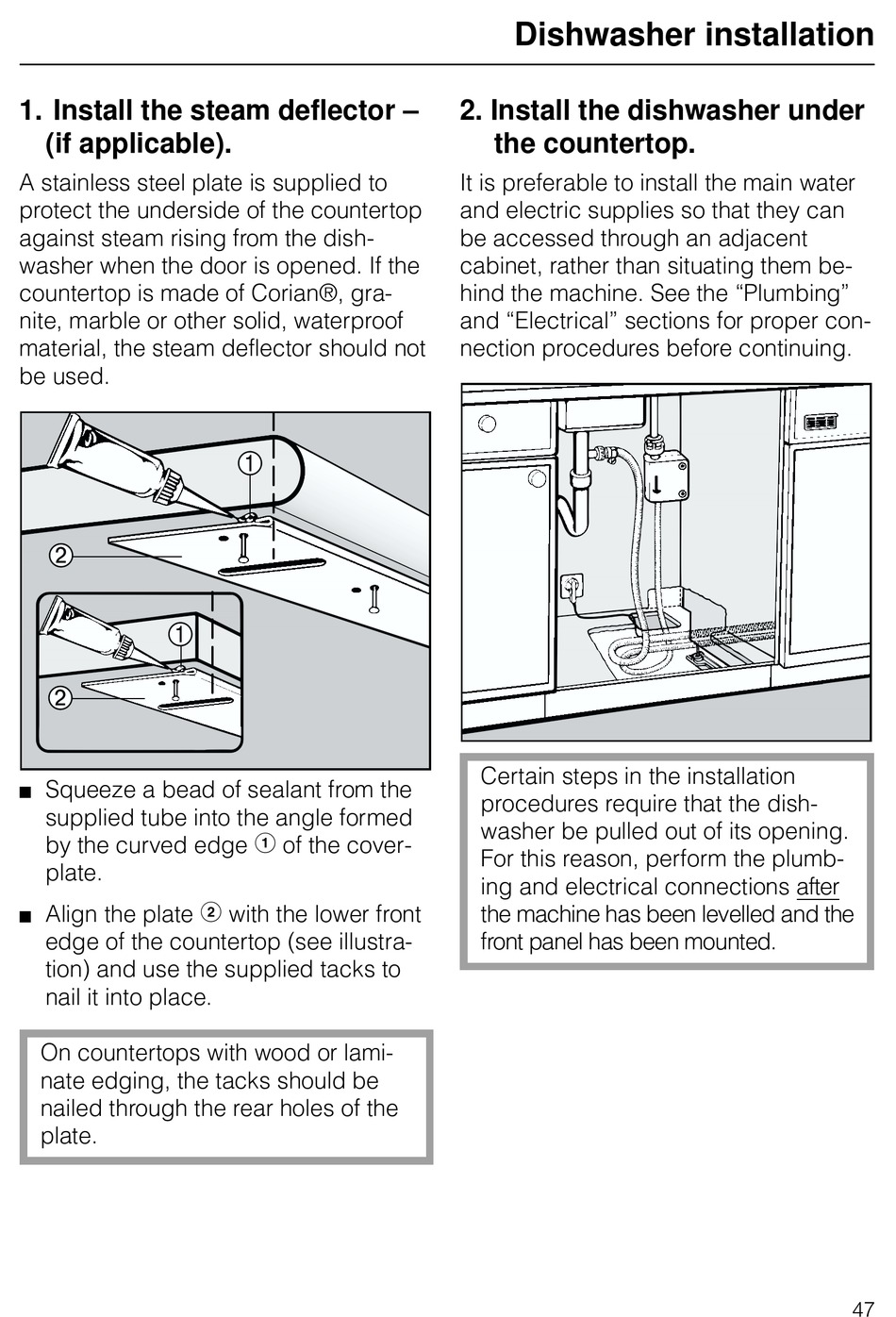 Miele dishwasher on sale electrical connection