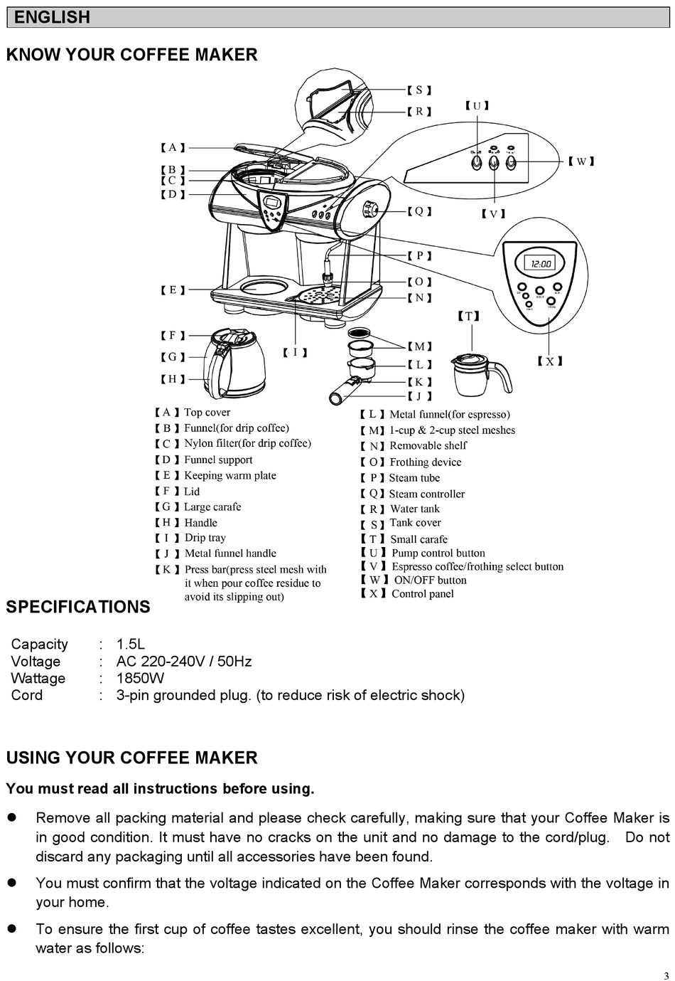 User manual and frequently asked questions Coffee Connect CM450800