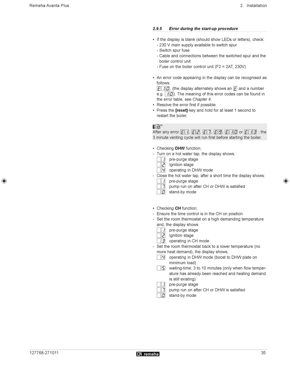 Verwisselbaar Glimp Wasserette Error During The Start-Up Procedure - REMEHA Avanta 24c Installation And  Service Manual [Page 35] | ManualsLib
