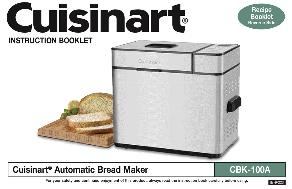 CUISINART CBK-100A INSTRUCTION BOOKLET Pdf Download | ManualsLib