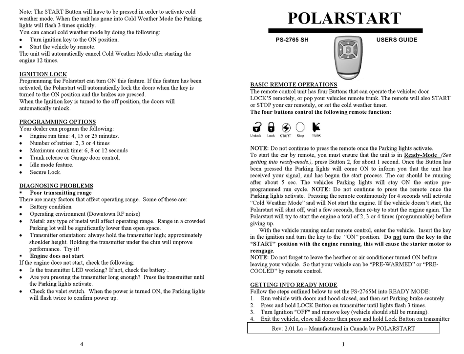 POLARSTART PS-2765 SH USER MANUAL Pdf Download | ManualsLib