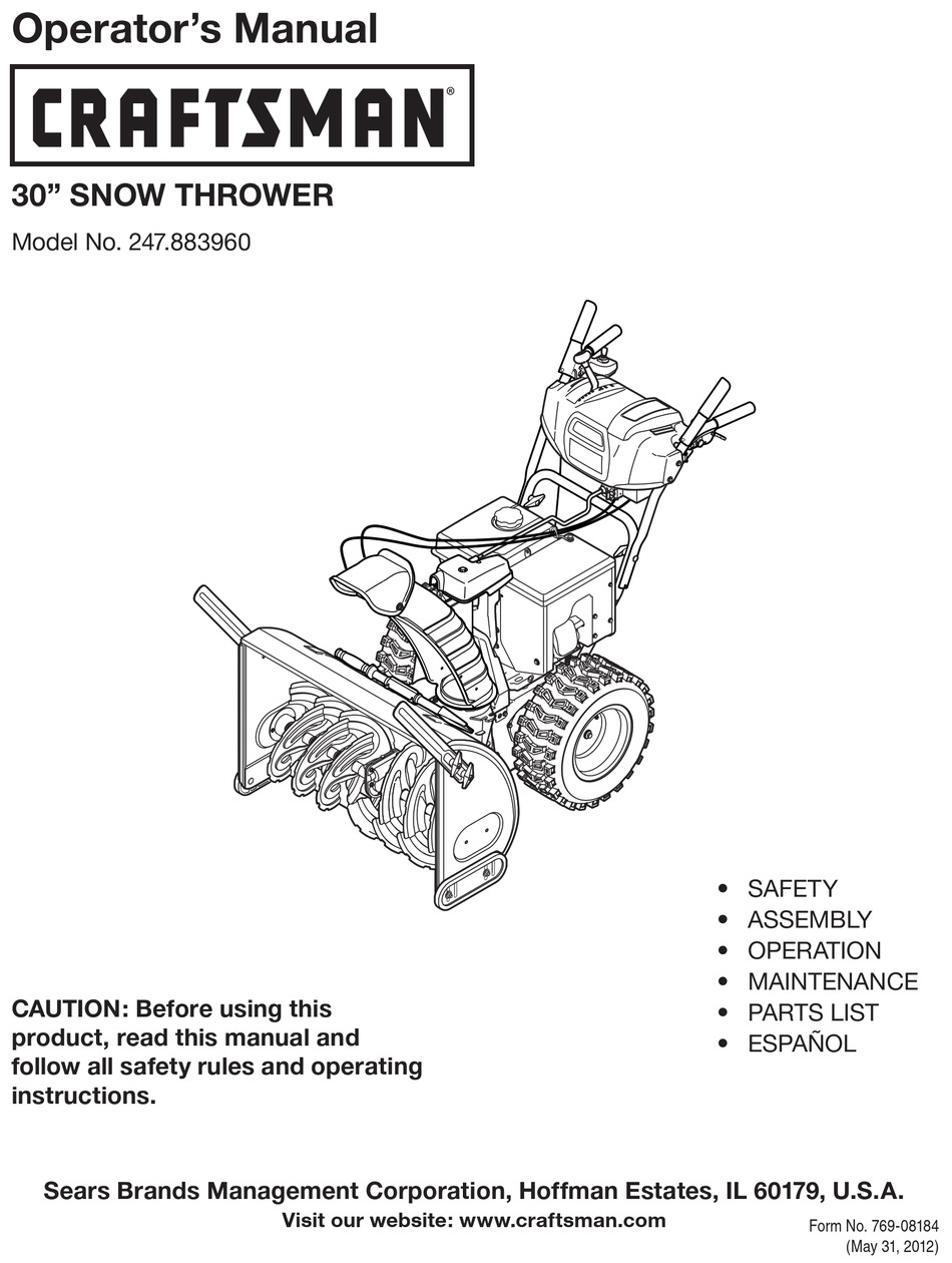 Craftsman 247.883960 Operator's Manual Pdf Download 