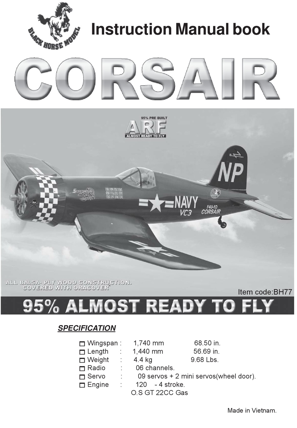 BLACK HORSE MODEL CORSAIR INSTRUCTION MANUAL BOOK Pdf Download | ManualsLib