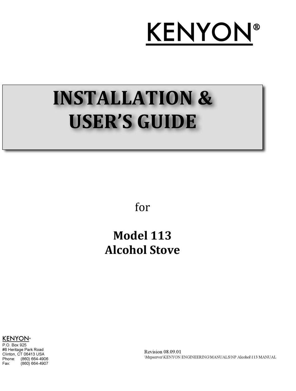 KENYON 113 INSTALLATION & USER MANUAL Pdf Download ManualsLib
