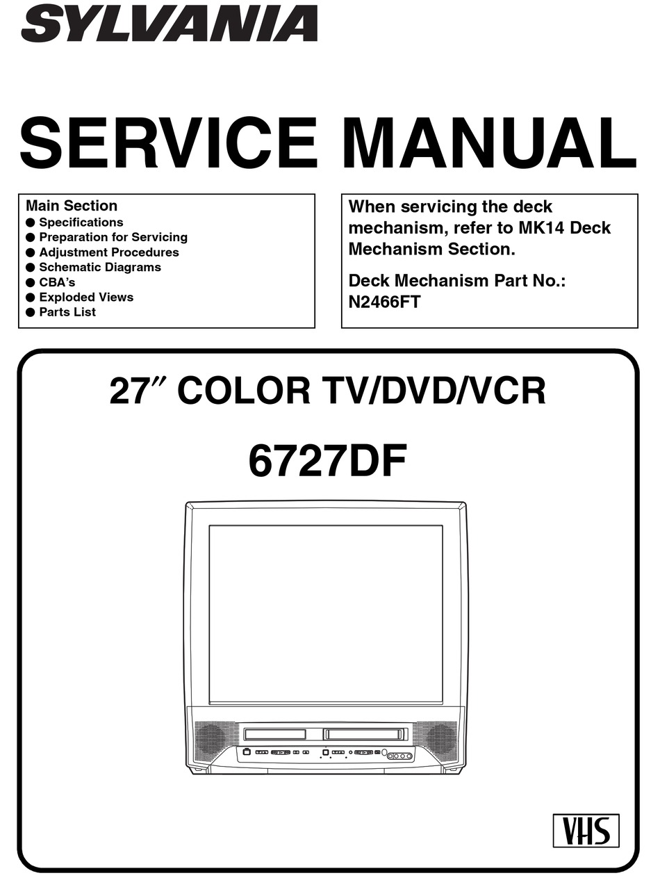 SYLVANIA 6727DF SERVICE MANUAL Pdf Download | ManualsLib