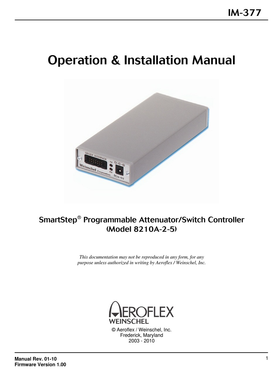 AEROFLEX SMARTSTEP 8210A-2-5 OPERATION & INSTALLATION MANUAL Pdf ...