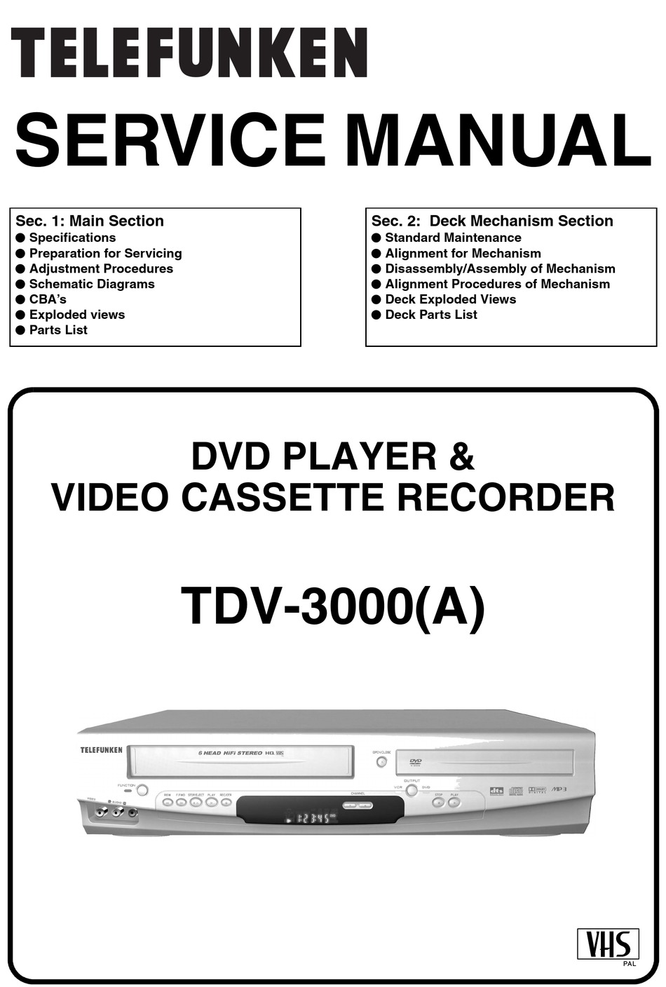 TELEFUNKEN TDV 3000A SERVICE MANUAL Pdf Download ManualsLib
