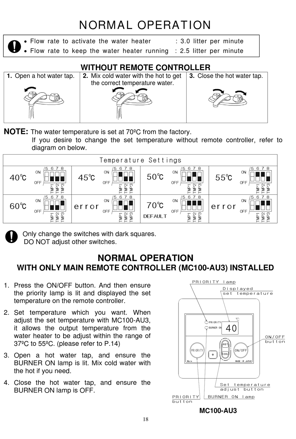 Without Remote Controller - ETERNITY 16 Installation Manual [Page 18] |  ManualsLib