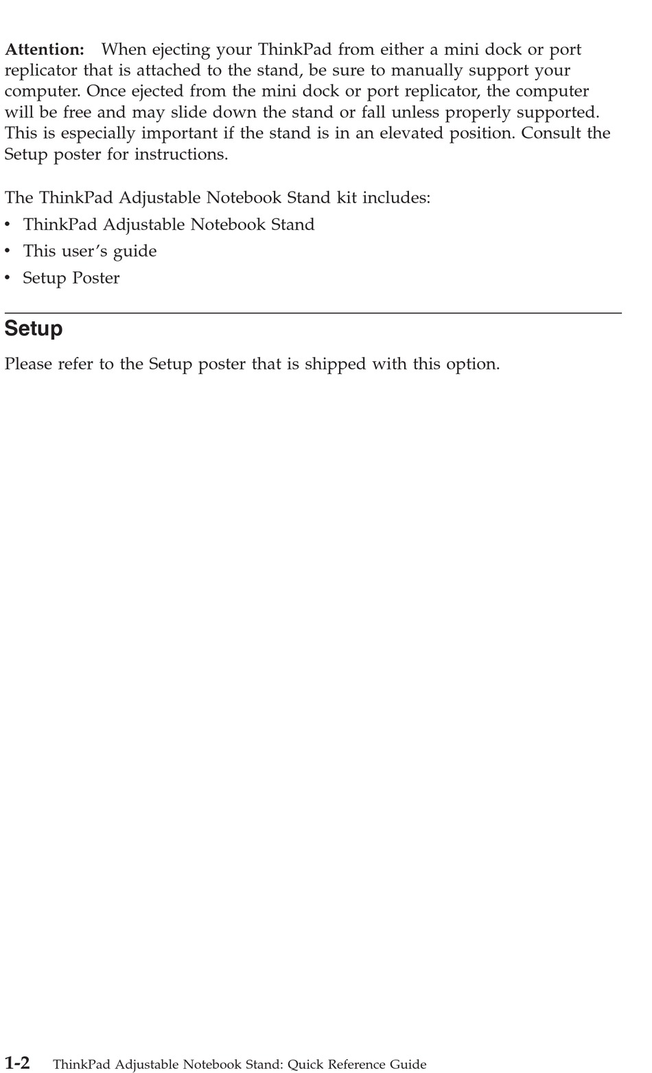 Setup - Lenovo adjustable notebook stand Quick Reference Manual